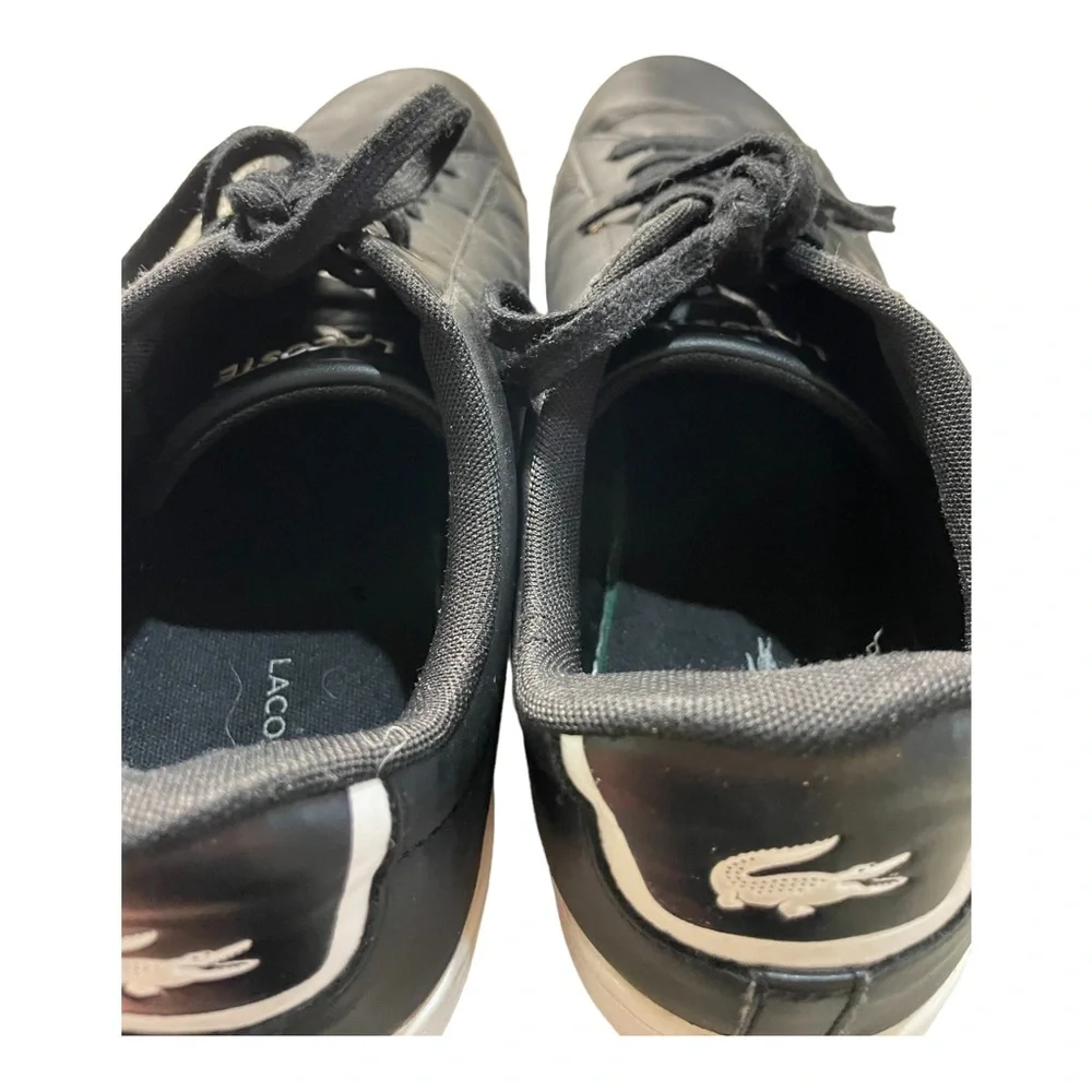 LACOSTE Carnaby EVO Black Leather Sneakers Size 13